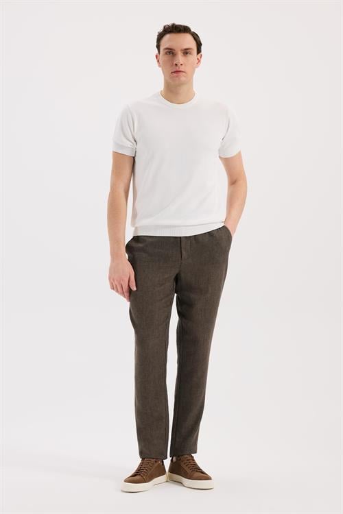 Kahve Rahat Kalıp - Comfort Fit Pantolon Spor Lastikli