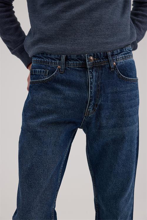 Lacivert Slim Fit %100 Pamuk 5 Cep Kot  Pantolon