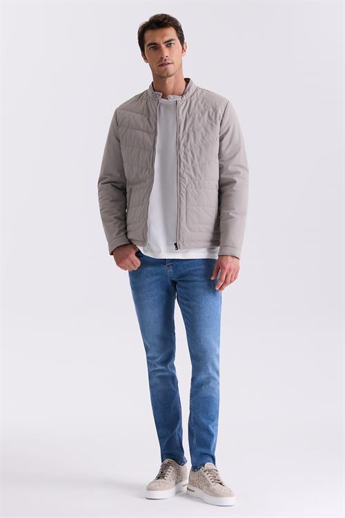 Taş Comfort Fit Dik Yaka Önü Fermuarlı Mevsimlik Mont