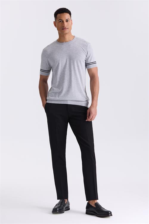 Gri Slim Fit Bisiklet Yaka T-Shirt