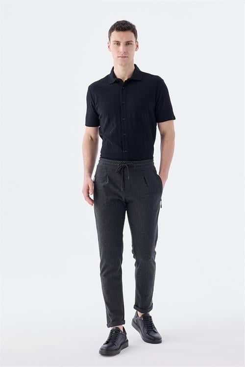 Dar Kalıp - Slim Fit Serili Pantolon Spor-Jakamen  Yan Cep  Serili
