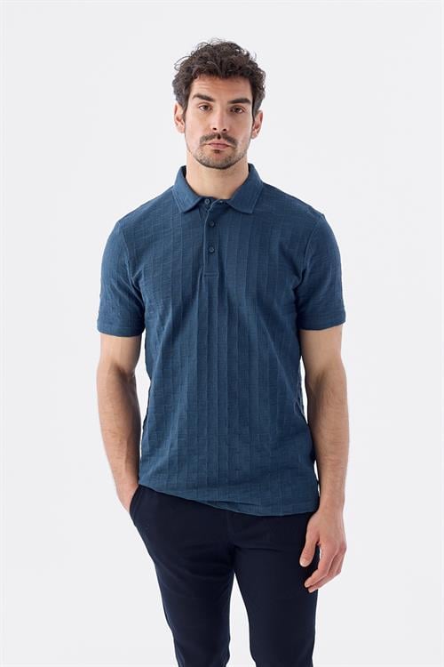 Dar Kalıp - Slim Fit Serili T-Shirt-Jakamen  Polo Yaka  Serili