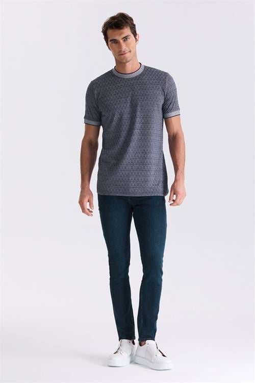 Lacivert Slim Fit Bisiklet Yaka T-Shirt