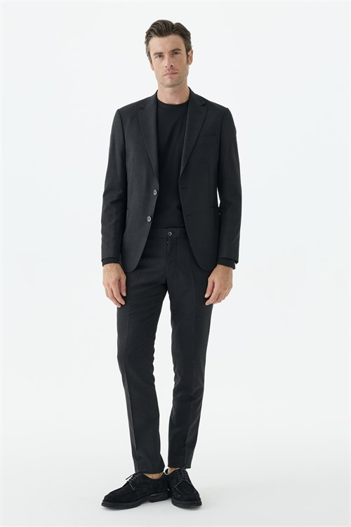 Siyah Slim Fit Mono Yaka Takım Elbise