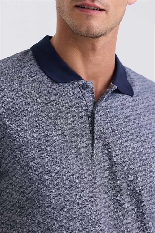 Lacivert Regular Fit Desenli Polo Yaka T-Shirt