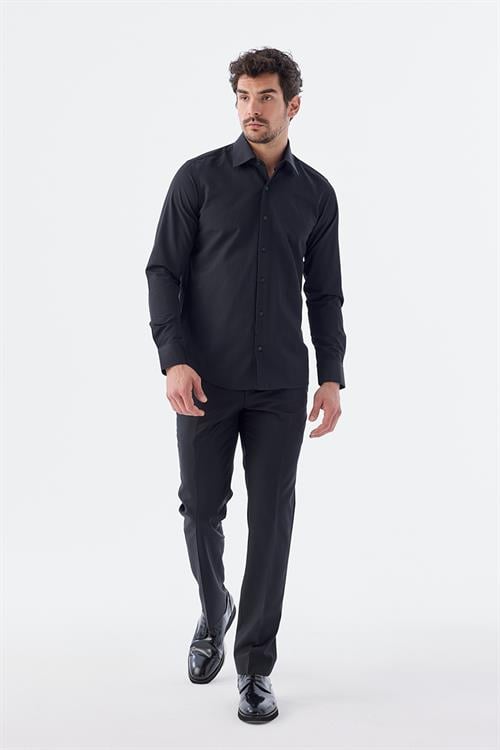Dar Kalıp - Slim Fit Serili Gömlek-Jakamen  YAKA ÇİFT POLİKAT  Serili