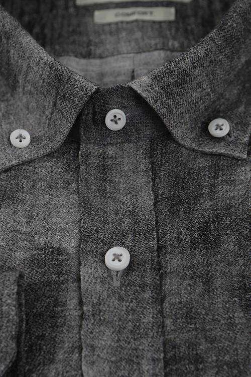 Rahat Kalıp - Comfort Fit Serili Gömlek-Jakamen  YAKA ÜSTTEN DÜĞMELİ  Serili