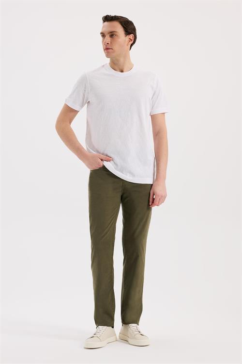 Haki Dar Kalıp - Slim Fit Pantolon Spor 5 Cep