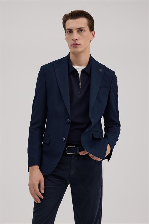Dar Kalıp - Slim Fit Serili Ceket-Jakamen  Sivri Yaka  Serili