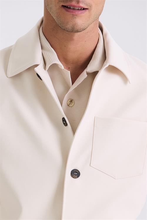 Krem Slim Fit Bebe Yaka Mevsimlik Mont