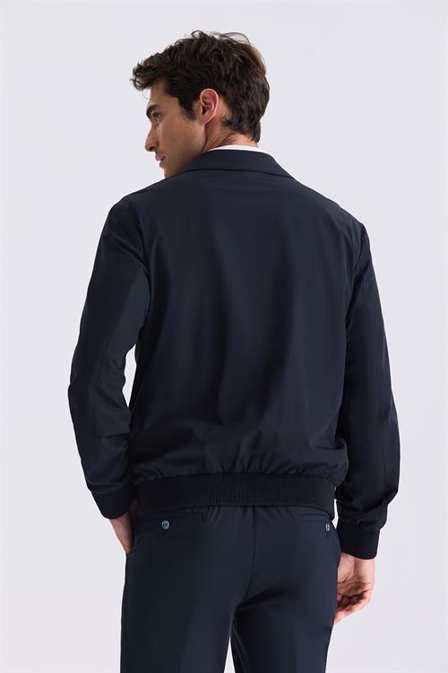 Lacivert Comfort Fit Bebe Yaka Mevsimlik Mont