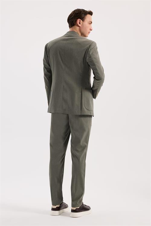 Yeşil Dar Kalıp - Slim Fit Ceket Mono Yaka