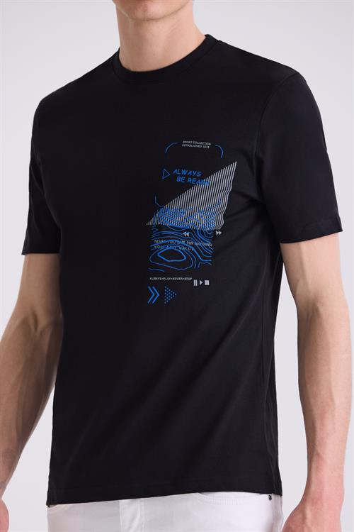 Siyah Slim Fit Bisiklet Yaka T-Shirt