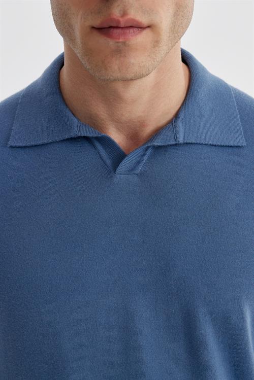 Petrol Slim Fit Polo Yaka Triko Kazak