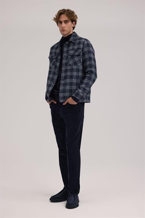 Lacivert Rahat Kalıp - Comfort Fit Mont Gömlek Yaka