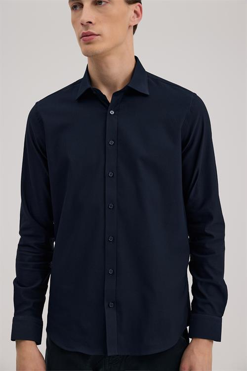 Lacivert Rahat Kalıp - Comfort Fit Gömlek Klasik Yaka