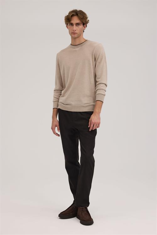 Taş Slim Fit Bisiklet Yaka V Tiftikli Yünlü Triko Kazak