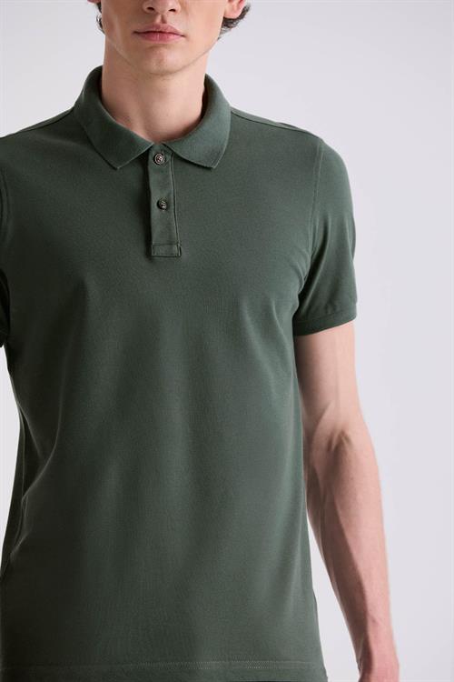 Haki Slim Fit Polo Yaka T-Shirt