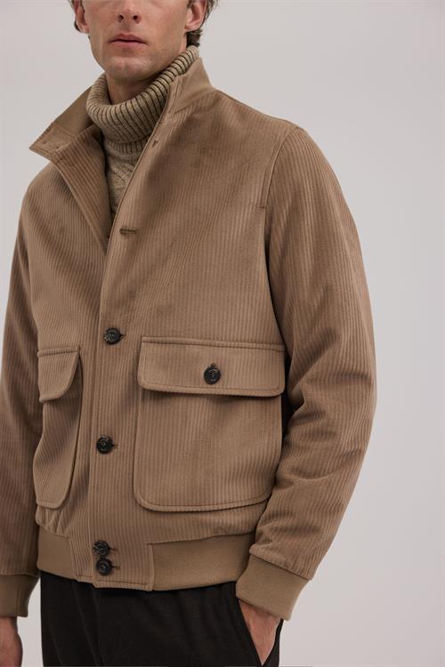 Kahve Rahat Kalıp - Comfort Fit Mont Hakim Yaka