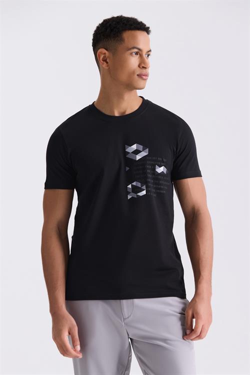 Siyah Slim Fit Bisiklet Yaka T-Shirt