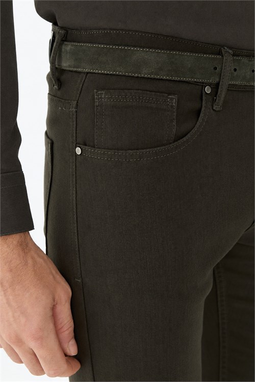 Haki Comfort Fit Spor 5 cep Pantolon