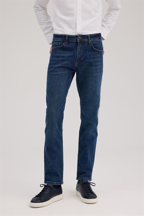 Lacivert Slim Fit Jean Kot Pantolon
