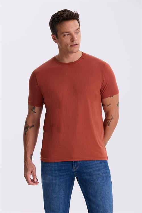 Tarçın %100 Pamuk Slim Fit Bisiklet Yaka Basic T-Shirt