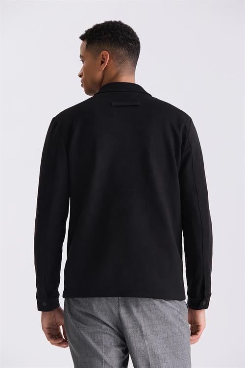 Siyah Comfort Fit Bebe Yaka Mevsimlik Mont