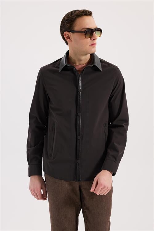 Kahve Rahat Kalıp - Comfort Fit Mont Berberi Yaka