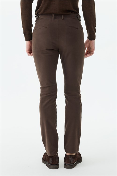 Kahve Comfort Fit Fermuarlı Cepli Kanvas Pantolon