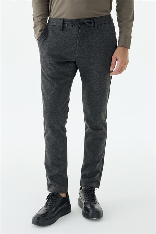 Antrasit Comfort Fit Beli Lastikli Yan Cep Jogger Pantolon