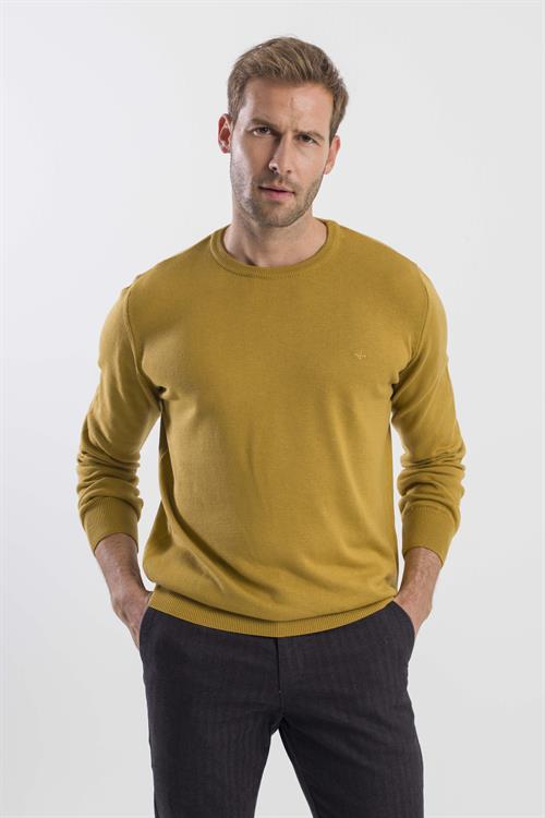 Hardal Slim Fit Bisiklet Yaka Triko Kazak