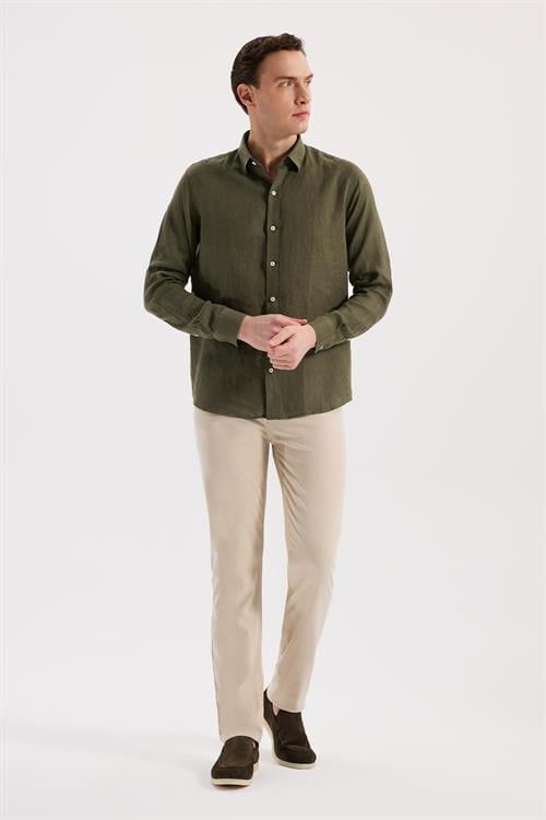 Haki Rahat Kalıp - Comfort Fit Gömlek Klasik Yaka