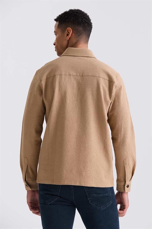 Taba Slim Fit Düğmeli Yaka Cepli Spor Gömlek