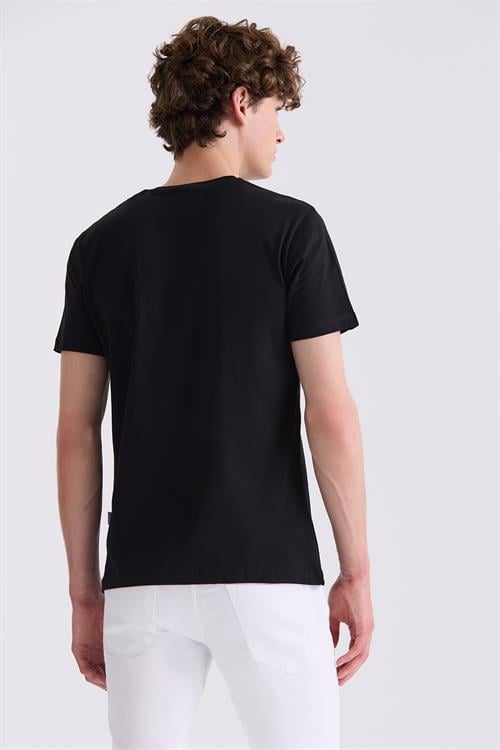 Siyah Slim Fit Bisiklet Yaka T-Shirt