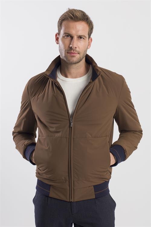 Camel Comfort Fit Dik Yaka Mont