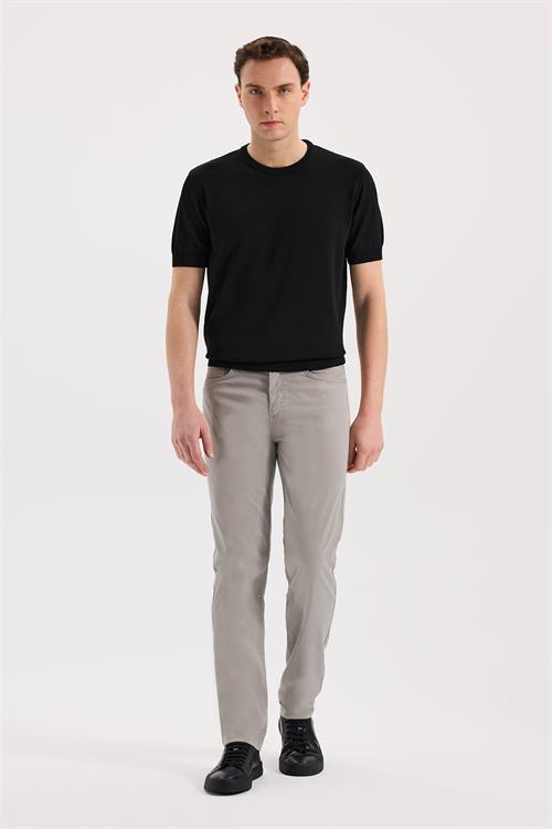 Gri Dar Kalıp - Slim Fit Pantolon Spor 5 Cep