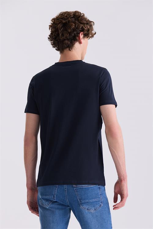 Lacivert Slim Fit Bisiklet Yaka T-Shirt