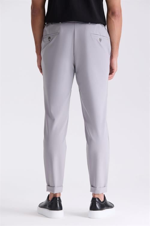 Gri Comfort Fit Beli Lastikli Jogger Pantolon