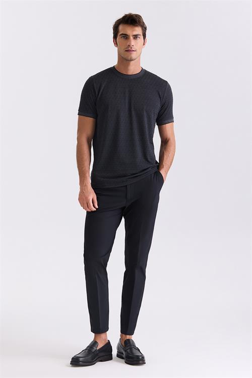 Siyah Slim Fit Bisiklet Yaka T-Shirt