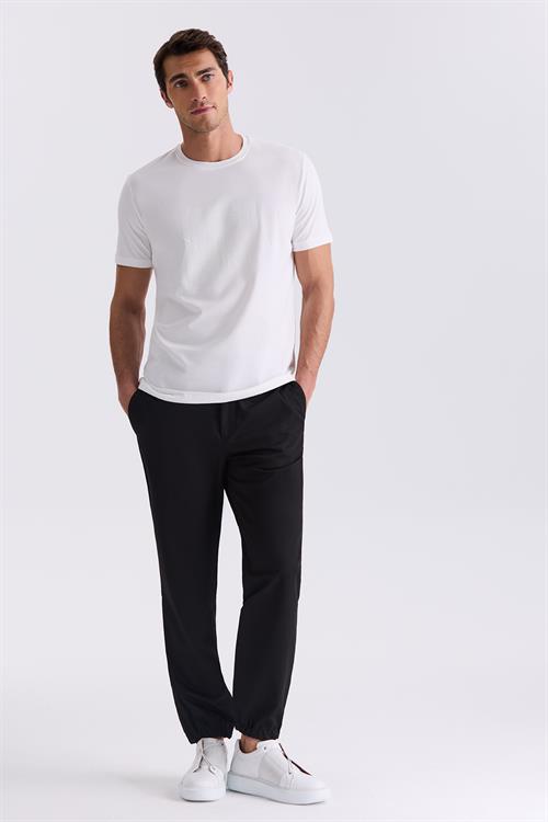 Ekru Slim Fit Bisiklet Yaka T-Shirt