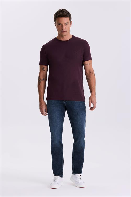 Mürdüm %100 Pamuk Slim Fit Bisiklet Yaka Basic T-Shirt