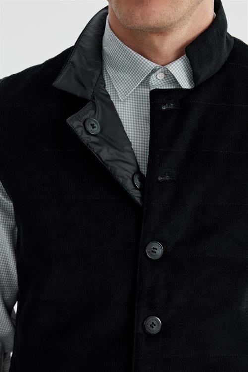 Siyah Hakim Yaka Çift Taraflı Slim Fit Yelek