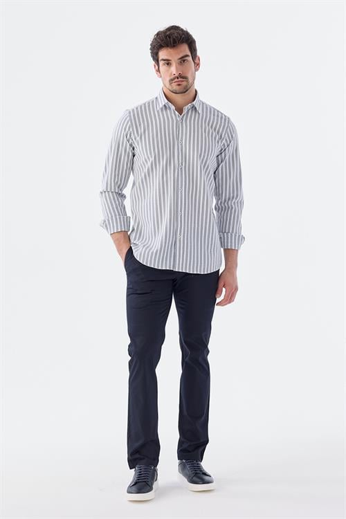 Rahat Kalıp - Comfort Fit Serili Gömlek-Jakamen  Klasik Yaka  Serili