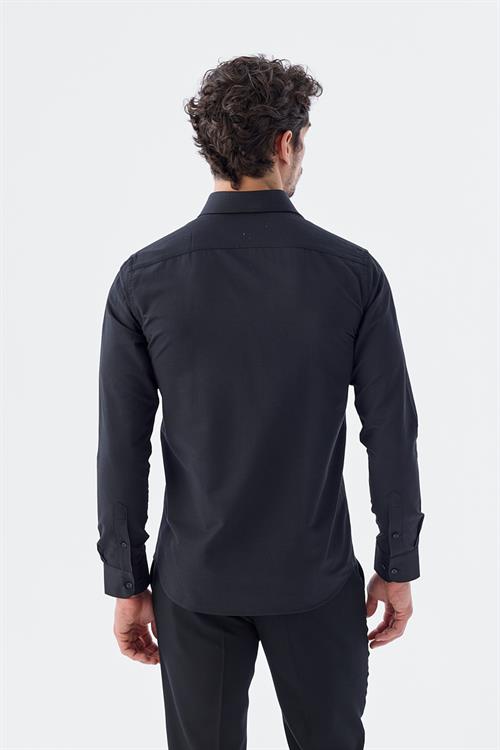 Dar Kalıp - Slim Fit Serili Gömlek-Jakamen  YAKA ÇİFT POLİKAT  Serili