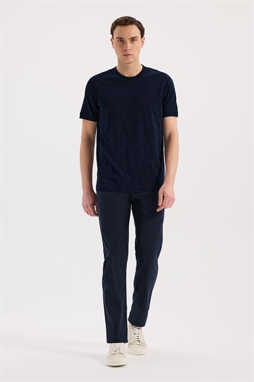 Lacivert Dar Kalıp - Slim Fit T-Shirt Bisiklet Yaka