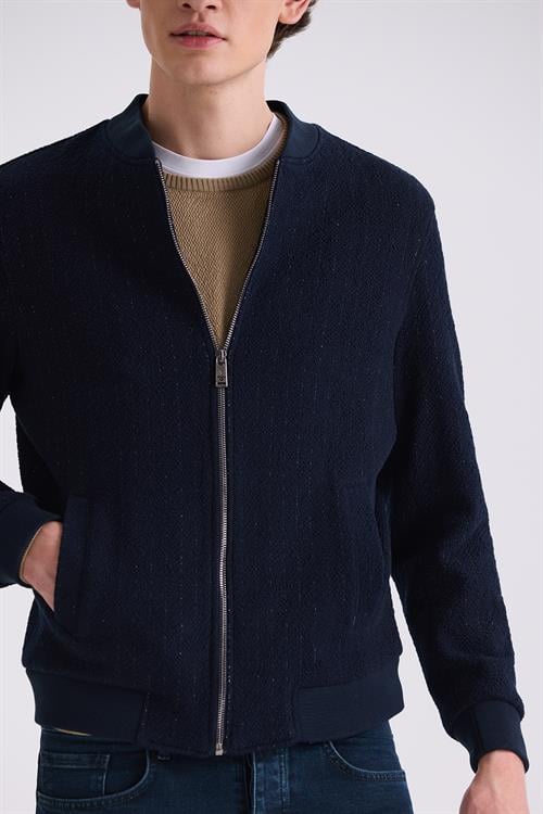 Koyu Lacivert Regular Fit Mono Yaka Mevsimlik Mont