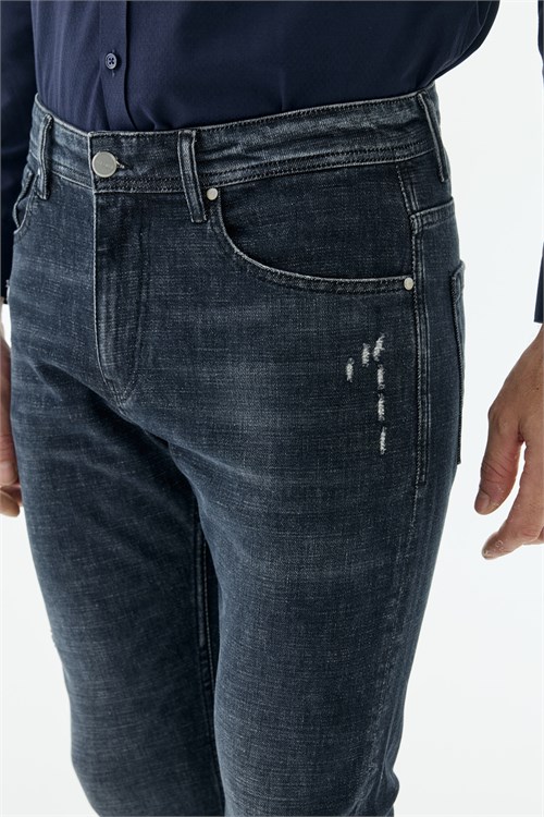 Lacivert Comfort Fit Yıkamalı Jeans Kot Pantolon