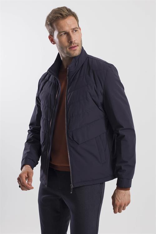 Lacivert Comfort Fit Dik Yaka Spor Mont