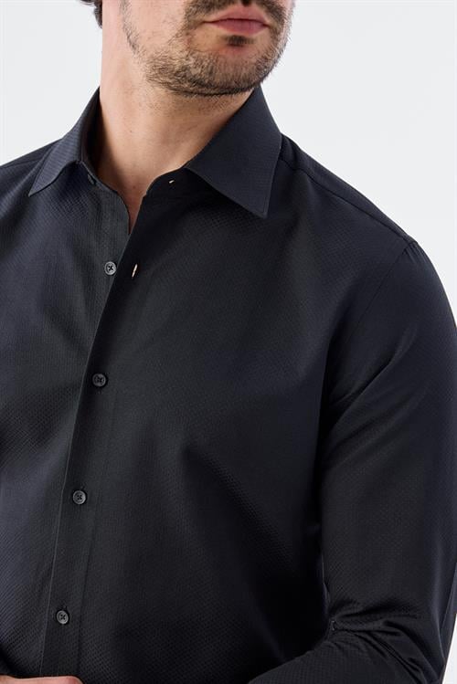 Dar Kalıp - Slim Fit Serili Gömlek-Jakamen  YAKA ÇİFT POLİKAT  Serili